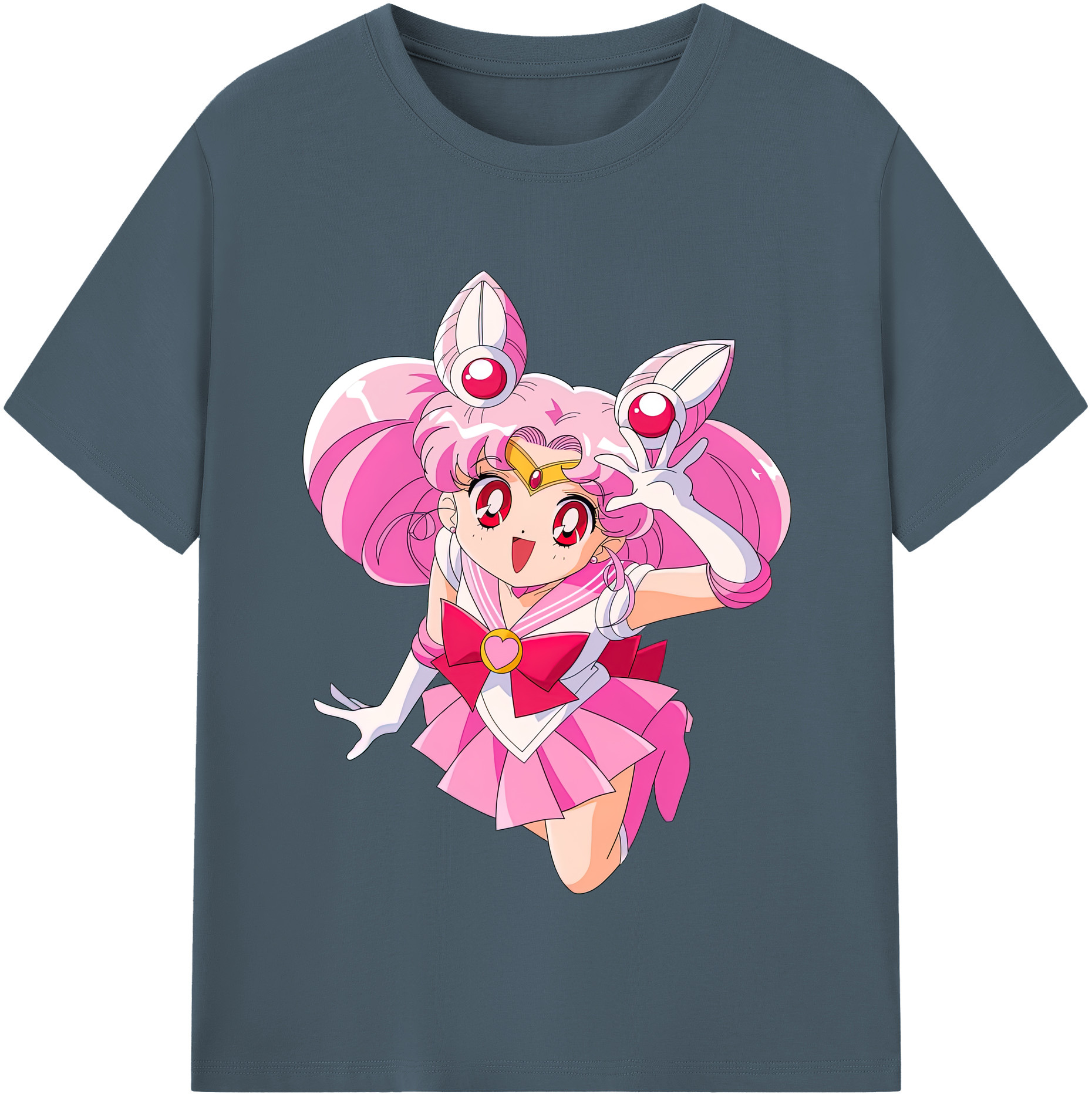 （画像用） 美少女戦士セーラームーン ちびうさ Sailor Moon Chibiusa Tsukino Usagi Small Lady Serenity 綿100％半袖Tシャツ（フロントプリント）
